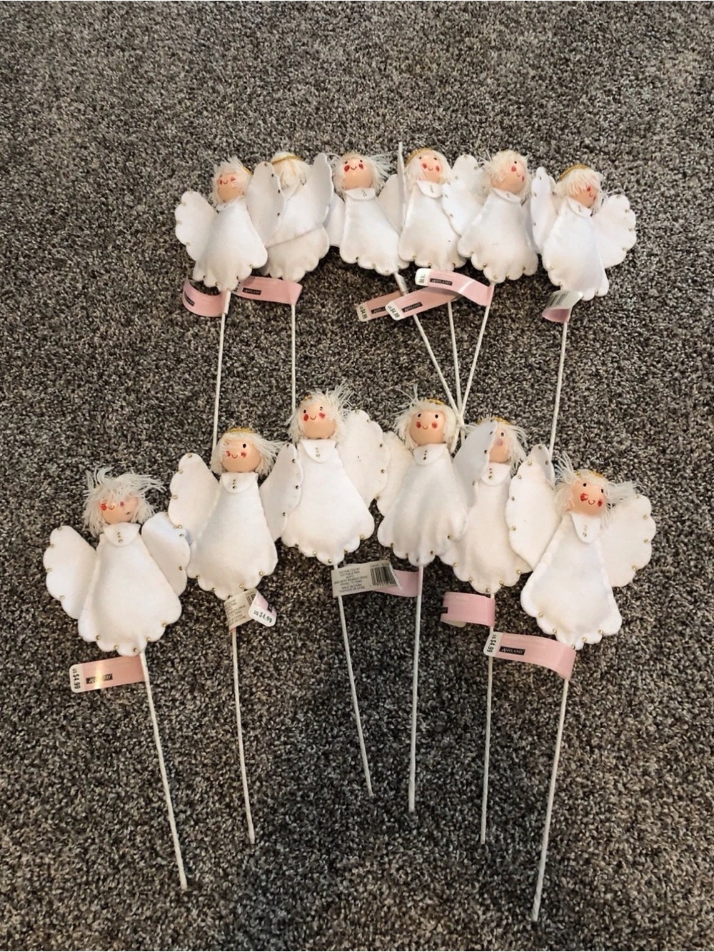 Ashland White Holiday Angels On Picks  - Lot Of 12, NEW